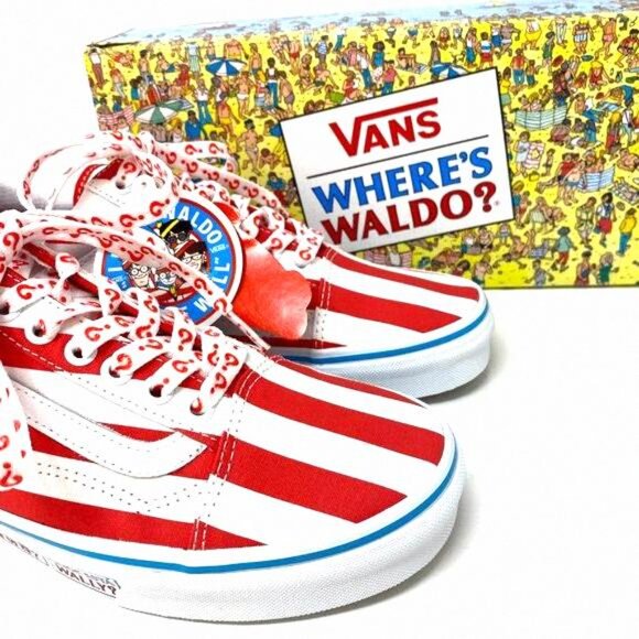 💖MEGA SALE💖VANS x Where's Waldo Red White Old VN0A3WKT3UV Women's Low Skool - Picture 10 of 15